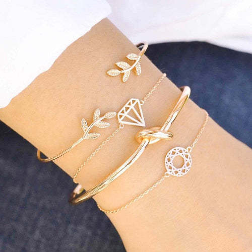 Leaves Knot  Gold Bracelet Set
