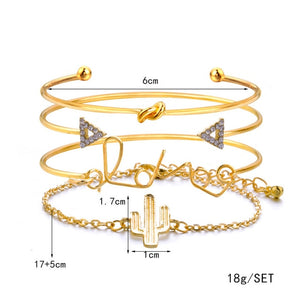 Arrow Knot Round Crystal Bracelet Set