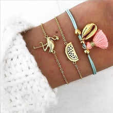 Load image into Gallery viewer, Shell Love Leaf Tassel Bracelet Set