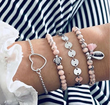 Load image into Gallery viewer, Shell Love Leaf Tassel Bracelet Set