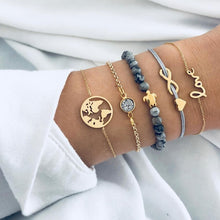 Load image into Gallery viewer, Shell Love Leaf Tassel Bracelet Set