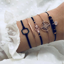 Load image into Gallery viewer, Shell Love Leaf Tassel Bracelet Set
