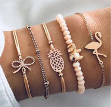 Load image into Gallery viewer, Shell Love Leaf Tassel Bracelet Set