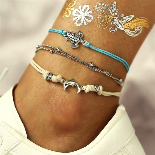 Dolphin Turtle Anklet